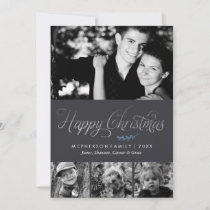 Cartes Pour Fêtes Annuelles Gray and Silver Happy Christmas Photo
