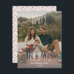 Cartes Pour Fêtes Annuelles Gray Boho Polka Dot Gradient Full Photo<br><div class="desc">Cette carte de vacances entièrement en photo dégradée de pois de boho est parfaite pour votre accueil de vacances bohème moderne inspiré de la ferme. La police de caractères rustique classique mais délicate dessinée à la main lui donne un aspect terreux vintage tout en le gardant mignon et simple. Les...</div>