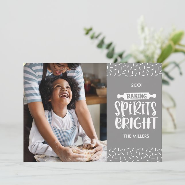 Cartes Pour Fêtes Annuelles Gray | Christmas Baking Spiritueux Photo (Debout devant)