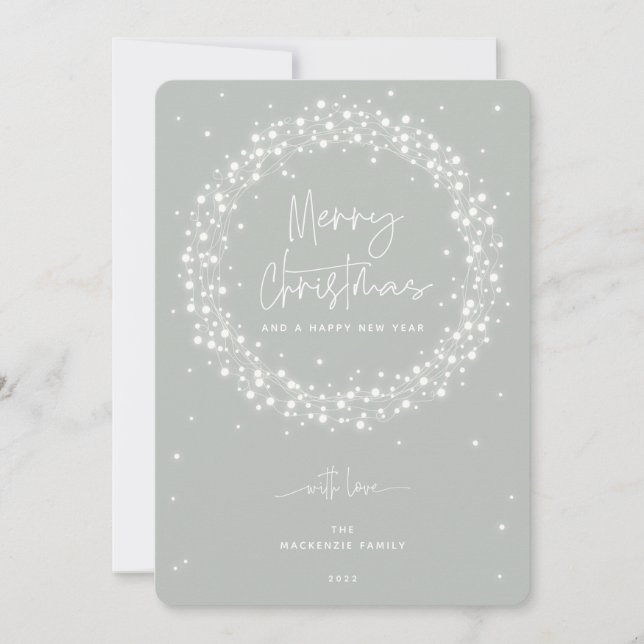 Cartes Pour Fêtes Annuelles Gray Geeen Éclairage Joyeux Noël (Devant)