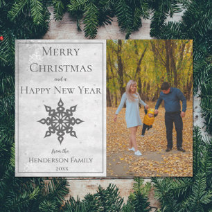 Cartes Pour Fêtes Annuelles Gray Modern Snowflake Photo