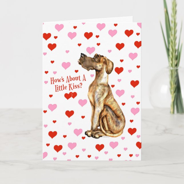Cartes Pour Fêtes Annuelles Great Dane Brindle UC Valentine's Day Kiss (Devant)