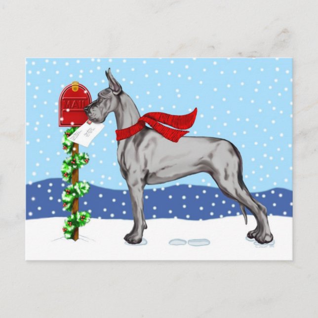 Cartes Pour Fêtes Annuelles Great Dane Christmas Mail Black (Devant)