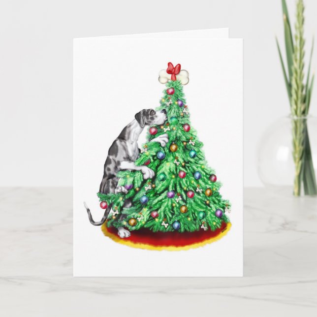 Cartes Pour Fêtes Annuelles Great Dane Christmas Reach Goals Merle UC (Devant)