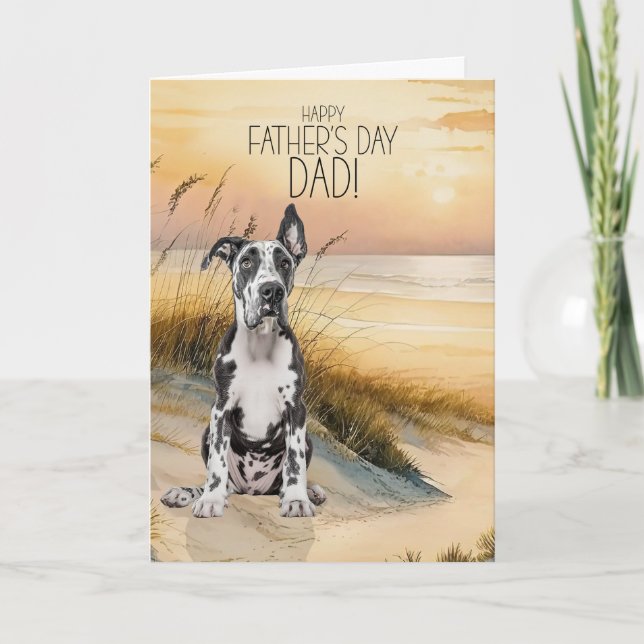 Cartes Pour Fêtes Annuelles Great Dane Dog Sunset Beach Father's Day (Devant)