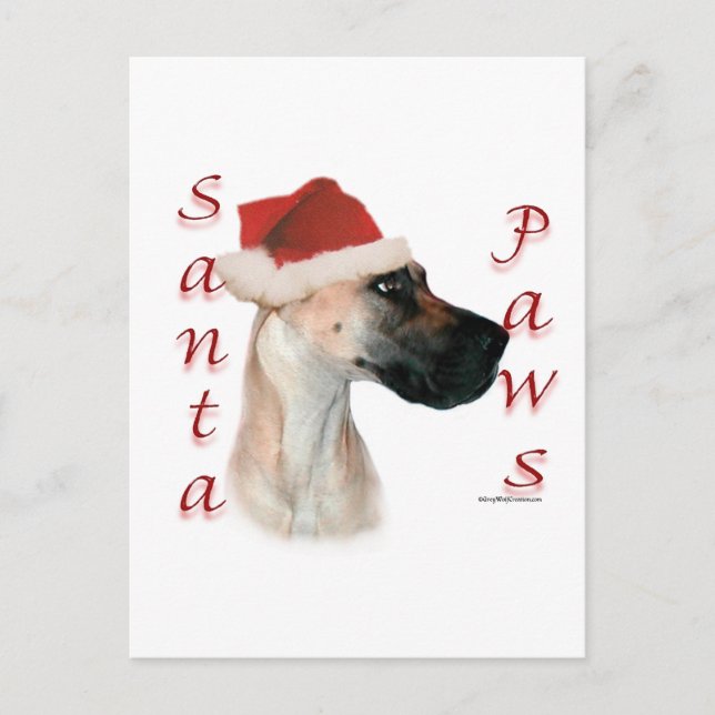 Cartes Pour Fêtes Annuelles Great Dane (fawn) Père Noël Paws (Devant)