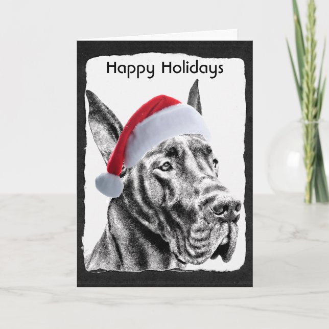 Cartes Pour Fêtes Annuelles Great Dane "Happy Holidays" (Devant)