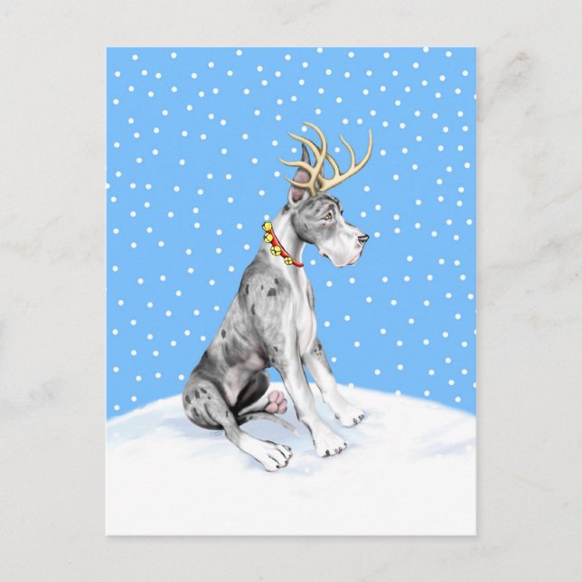 Cartes Pour Fêtes Annuelles Great Dane Reindeer Christmas Merle (Devant)