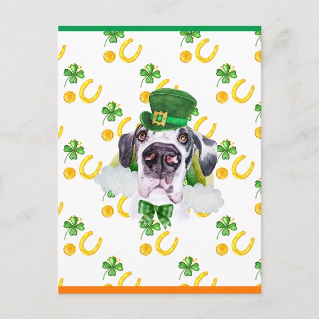 Cartes Pour Fêtes Annuelles Great Dane Shamrock St. Patricks Day (Devant)