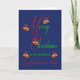 Cartes Pour Fêtes Annuelles Great Grand-fils et sa famille Noël cloches