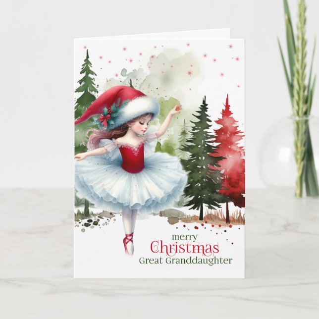 Cartes Pour Fêtes Annuelles Great Granddaughter Christmas Ballet Winter Forest (Devant)