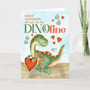 Cartes Pour Fêtes Annuelles Great Grandson T-Rex Dinosaur Be Mine DINOtine