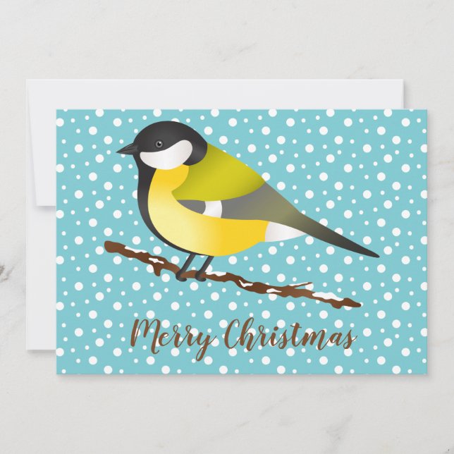 Cartes Pour Fêtes Annuelles Great Tit Parus Major Oiseau Joyeux Noël Personnal (Devant)
