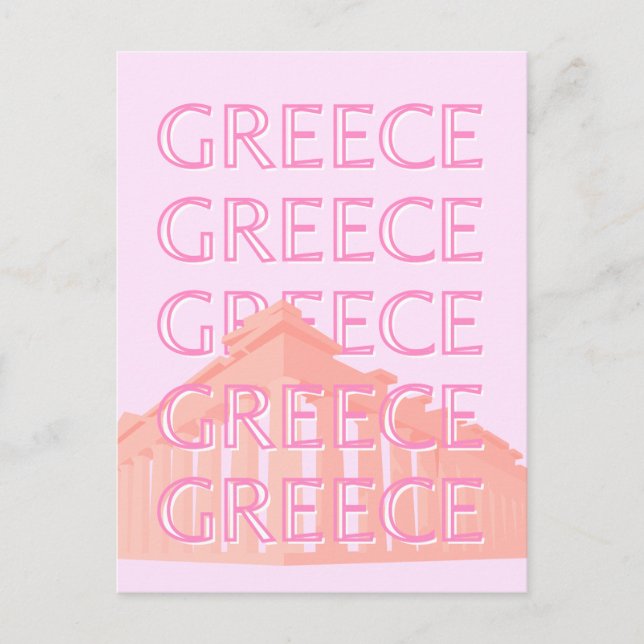 Cartes Pour Fêtes Annuelles Grèce, Art Voyage Grec, Art Voyage Pastel, Rose (Devant)