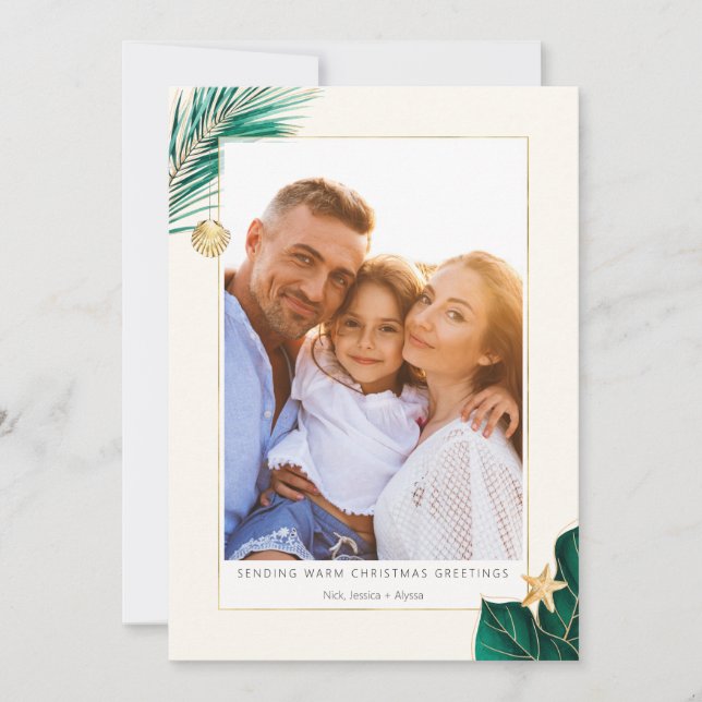 Cartes Pour Fêtes Annuelles Green and Gold Tropical Green Photo (Devant)