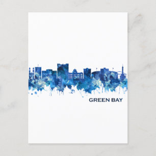 Cartes Pour Fêtes Annuelles Green Bay Wisconsin Skyline Blue