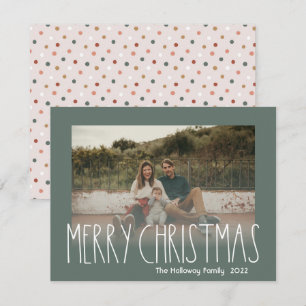 Cartes Pour Fêtes Annuelles Green Boho Polka Dot Christmas Foncé Photo