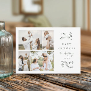 Cartes Pour Fêtes Annuelles Green Botanical 4 Photo Collage