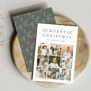 Cartes Pour Fêtes Annuelles Green Botanical 9 Grille photo Collage