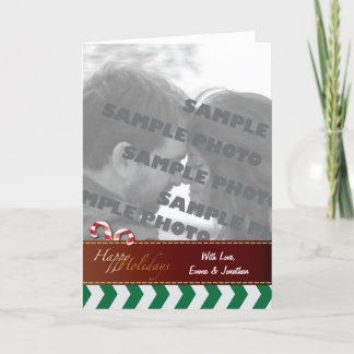 Cartes Pour Fêtes Annuelles Green Chevron Sucres de canne Vacances Photo Salut
