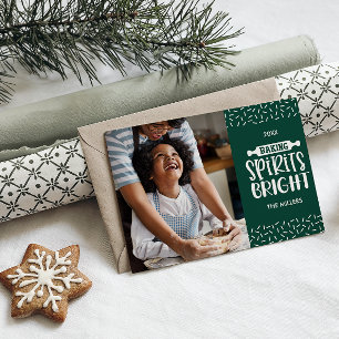 Cartes Pour Fêtes Annuelles Green   Christmas Baking Spiritueux Photo