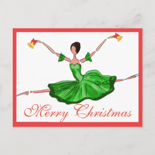 Cartes Pour Fêtes Annuelles Green Christmas Ballet Card