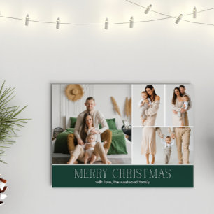 Cartes Pour Fêtes Annuelles GREEN Christmas Elegant 4 Collage Message photo