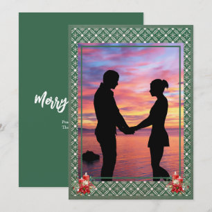 Cartes Pour Fêtes Annuelles Green Christmas One Photo Flèche de neige