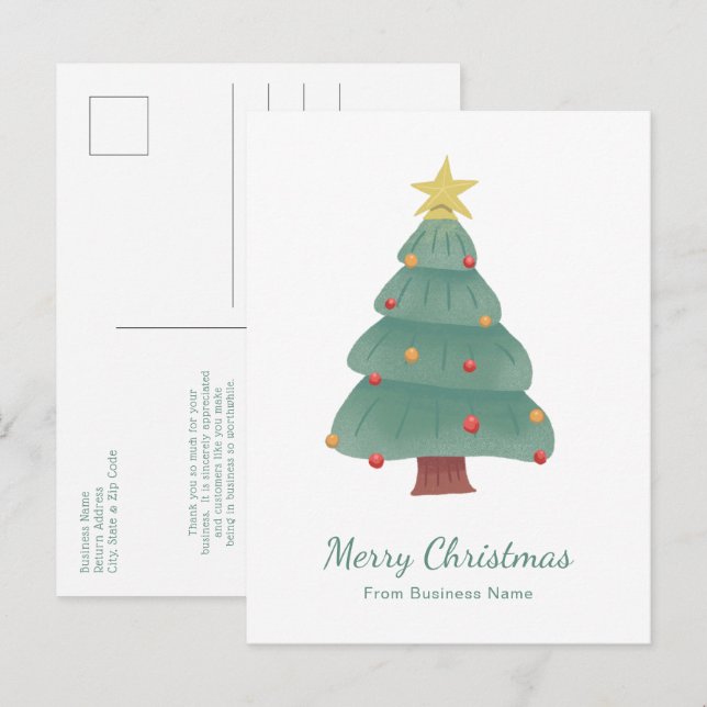 Cartes Pour Fêtes Annuelles Green Christmas Tree Business (Devant / Derrière)