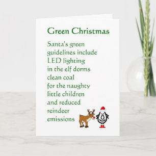 Cartes Pour Fêtes Annuelles Green Christmas - un drôle de poème de Noël