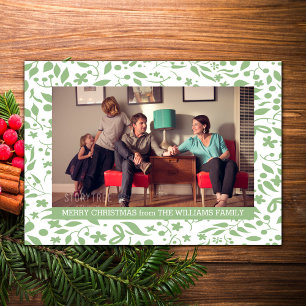 Cartes Pour Fêtes Annuelles Green Elegant Foliage Vacances Photo Appartement