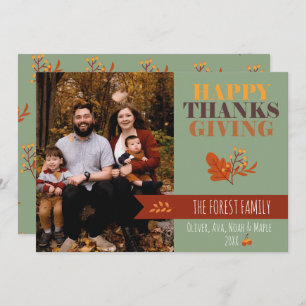 Cartes Pour Fêtes Annuelles Green Fall Thanksgiving Photo Custom