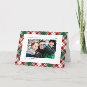 Cartes Pour Fêtes Annuelles Green Festive Plaid Motif Joyeux Noël Photo