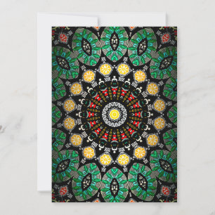 Cartes Pour Fêtes Annuelles Green Floral Boho Ornate Mandala