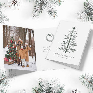 Cartes Pour Fêtes Annuelles Green Forest Minimal Pine de Noël photo