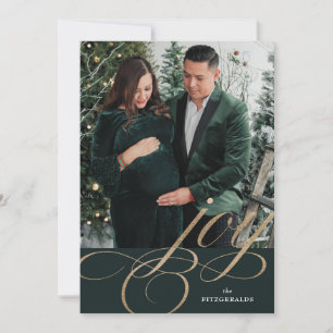 Cartes Pour Fêtes Annuelles Green & Gold Festive Flourish Joy Card