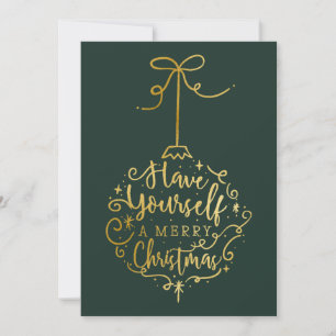 Cartes Pour Fêtes Annuelles Green & Gold Merry Little Christmas Bauble
