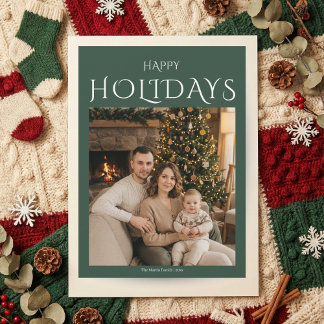 Cartes Pour Fêtes Annuelles Green Happy Holidays Family Photo Christmas Card