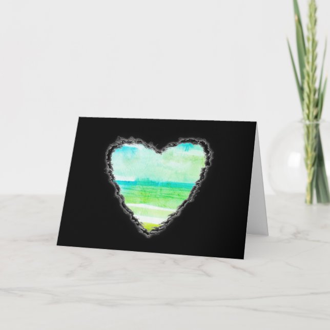 Cartes Pour Fêtes Annuelles Green Heart Valentine Love Romance Card (Devant)