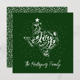 Cartes Pour Fêtes Annuelles Green Joy Feuilles de vacances Texas Shape