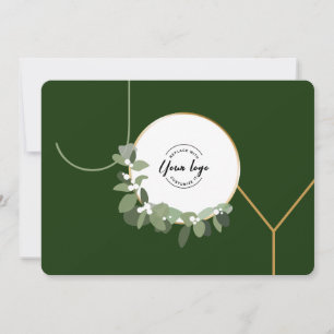 Cartes Pour Fêtes Annuelles Green Joy Personnalisable logo Entreprise Noël