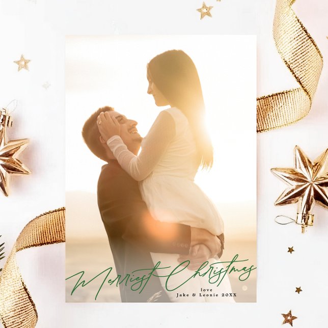 Cartes Pour Fêtes Annuelles Green Joyeux Noël Elegant Splendor Photo (Créateur téléchargé)