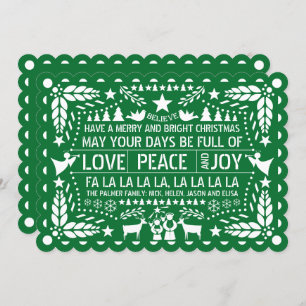 Cartes Pour Fêtes Annuelles Green Love Peace Joie papel picado Noël
