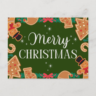 Cartes Pour Fêtes Annuelles Green Merry Christmas Gingerbread