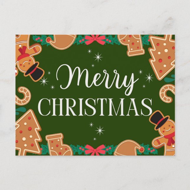 Cartes Pour Fêtes Annuelles Green Merry Christmas Gingerbread  (Devant)