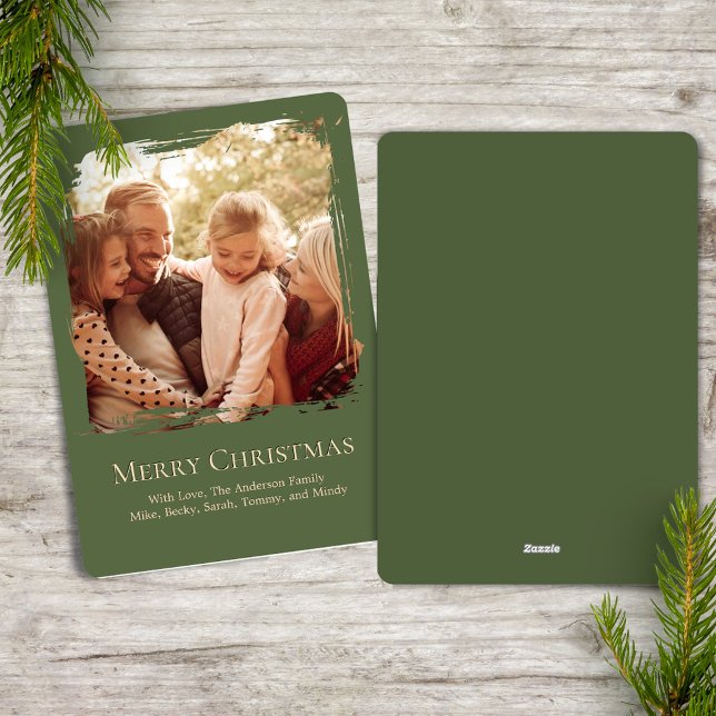 Cartes Pour Fêtes Annuelles Green Merry Christmas Simple Photo  (Green Merry Christmas Simple Photo Card)