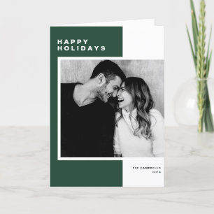 Cartes Pour Fêtes Annuelles Green Minimalist Color Block Happy Holidays Photo