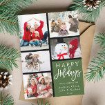 Cartes Pour Fêtes Annuelles Green Modern 5 Photo Collage Noël<br><div class="desc">Noël moderne | Carte de vacances est inspirée par "Piet Mondrian" "Composition" oeuvre d'art abstraite avec 5 photos. Envoyez un accueil de vacances à votre famille et à vos amis.</div>