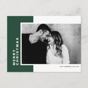 Cartes Pour Fêtes Annuelles Green Modern Color Block Photo Joyeux Noël