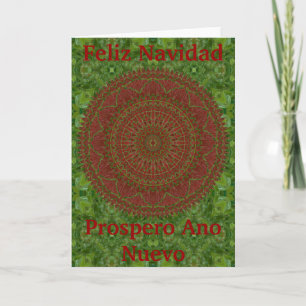 Cartes Pour Fêtes Annuelles Green on Red Chili Mandala Christmas